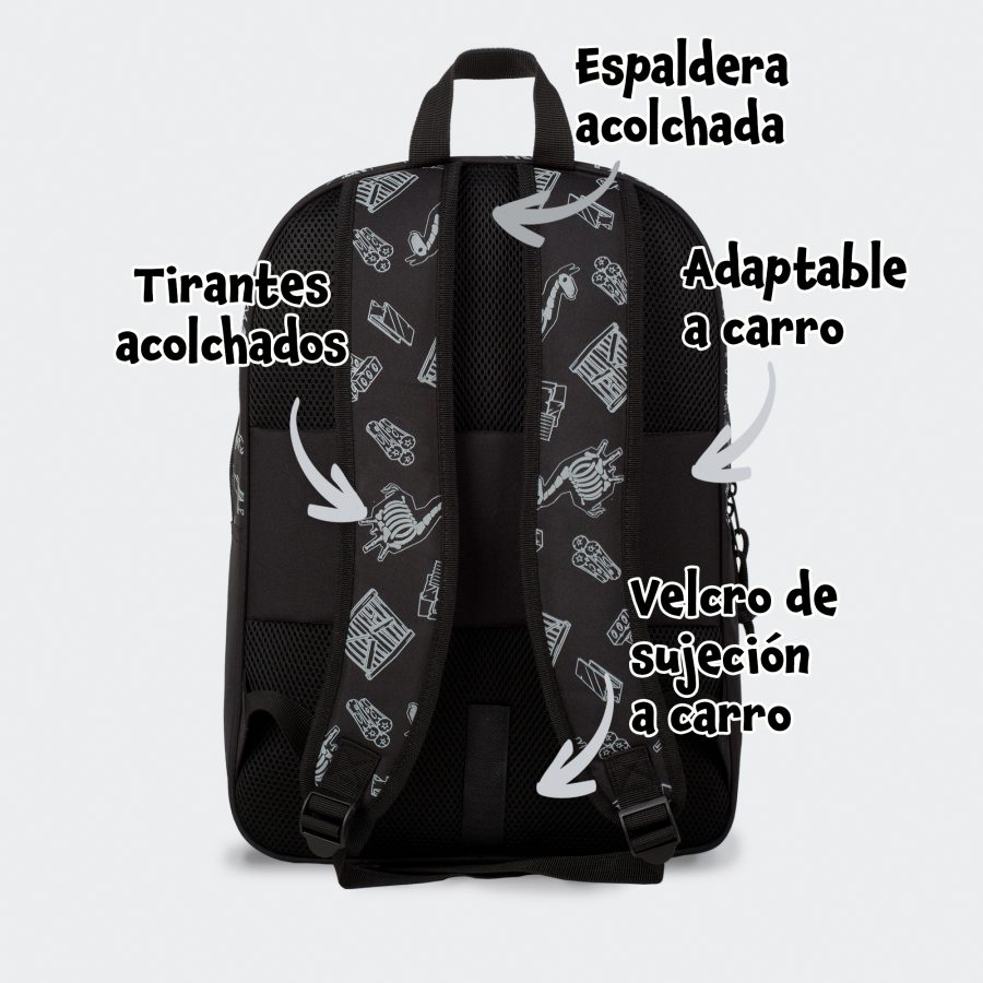 Mochila Fortnite DARK BLACK Doble Compartimento con Carro 360º - Imagen 6