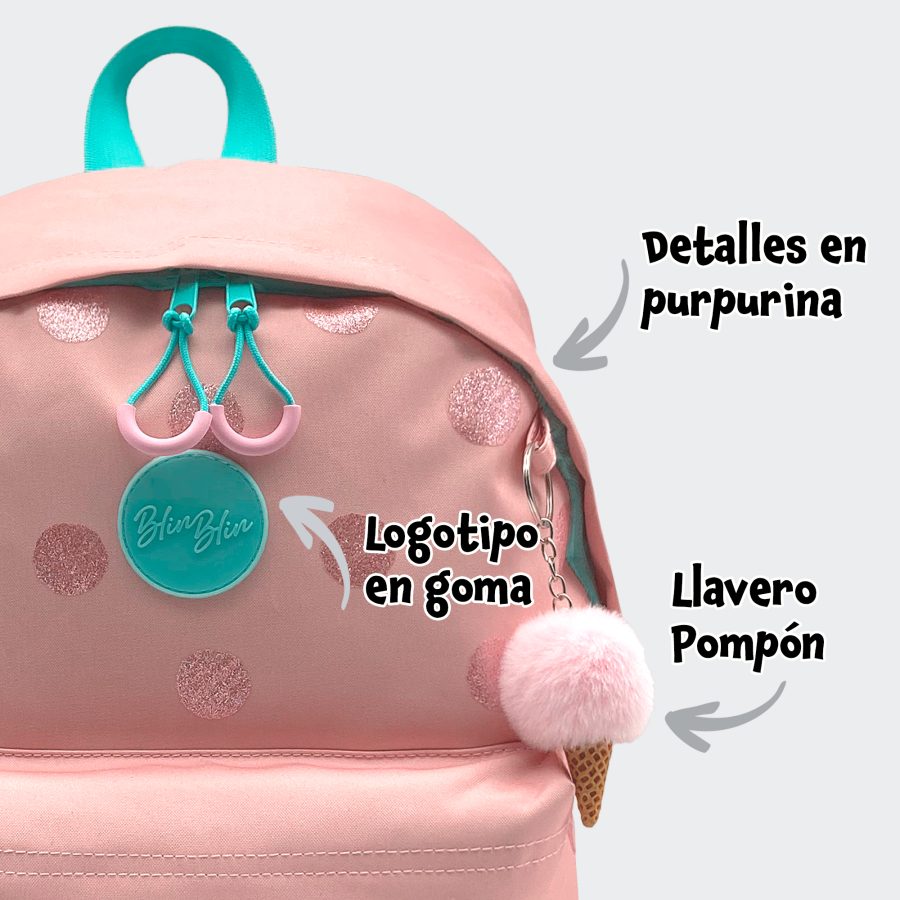 Mochila Americana BlinBlin Dots Rosa - Imagen 4