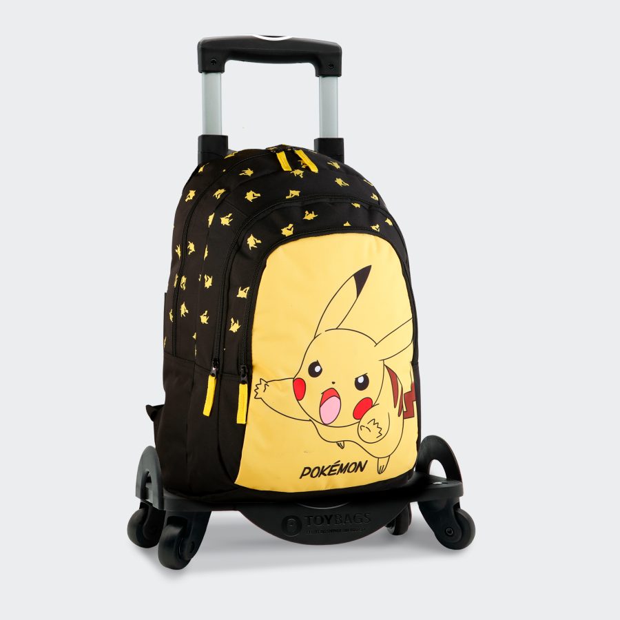 Mochila Pikachu Doble Compartimento + Carro 360º