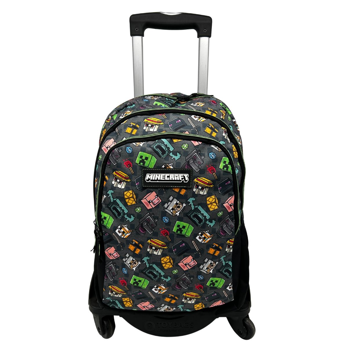 Mochila Minecraft Pixel 25 Doble Compartimento + Carro 360º
